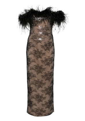 NISSA lace-overlay empire gown - Black