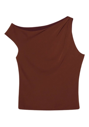 Calvin Klein one-shoulder draped top - Brown