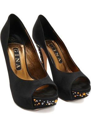 Gina Pre-owned 135mm satin pumps - Black