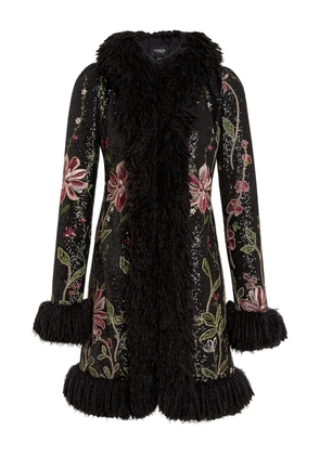 Giambattista Valli sequin-embellished floral-embroidered coat - Black