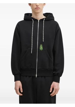 Aries embroidered zip-up hoodie - Black