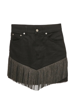 Saint Laurent Pre-Owned fringed-trim denim skirt - Black