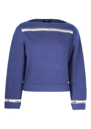 CHANEL Pre-Owned chain-trimmed boat-neck sweater - Blue