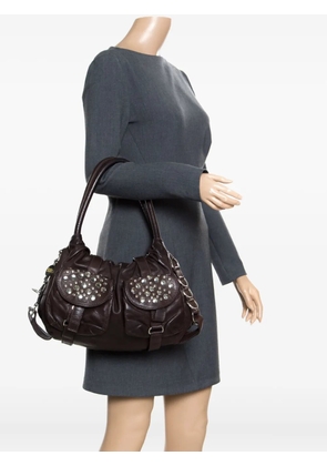 Sonia Rykiel Pre-Owned leather studded shoulder bag - Brown
