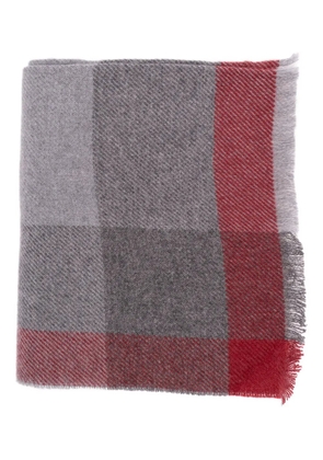 Brunello Cucinelli checked frayed-edge scarf - Grey