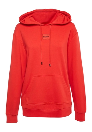 HUGO logo-appliqué hoodie - Red