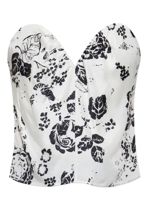 Max Mara floral-print bustier top - White