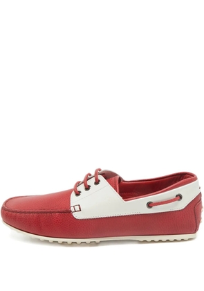 Tod's two-tone leather boat shoes - Red