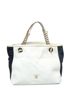 Carolina Herrera Vintage leather chain tote bag - White