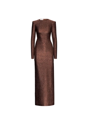 Oscar de la Renta shoulder-pads maxi dress - Brown