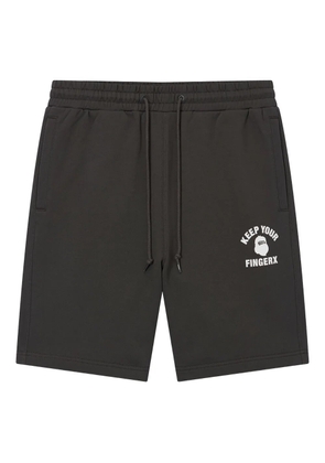 FINGERCROXX logo-print drawstring track shorts - Grey