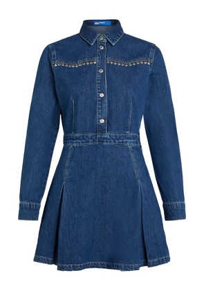 Karl Lagerfeld Jeans pleated stud-embellished denim dress - Blue