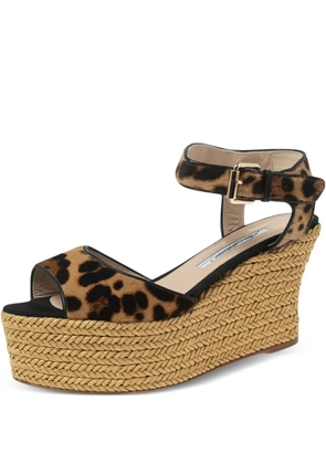 Brian Atwood leopard-print espadrille sandals - Brown