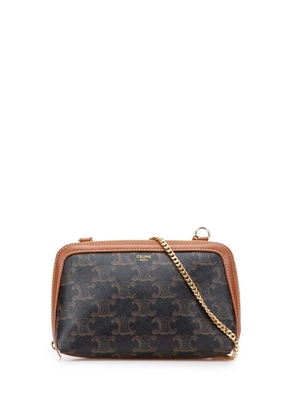 Celine Pre-Owned 2021 Triomphe Coated Canvas Clutch On Chain crossbody bag - Brown