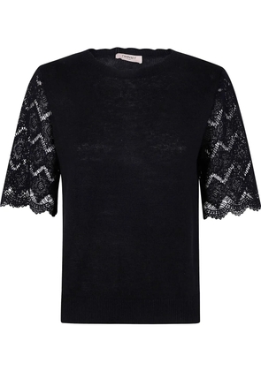 TWINSET lace-sleeved blouse - Black