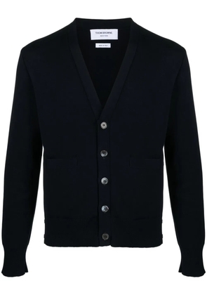 Thom Browne grosgrain-tabs cotton cardigan - Blue
