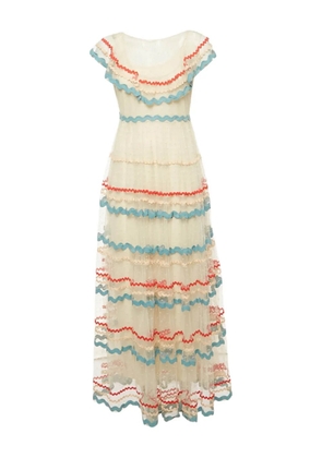 Valentino Pre-Owned tulle ruffled dress - Neutrals