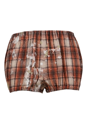 R13 paint-splatter plaid bloomers - Orange