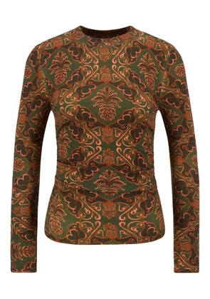 FARM Rio Luana patterned long-sleeve top - Green