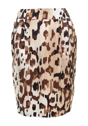 Escada Pre-Owned leopard print pencil skirt - Brown