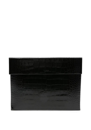 TOM FORD crocodile-pattern flap portfolio - Black