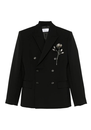 Giuseppe Di Morabito double-breasted floral-brooch blazer - Black