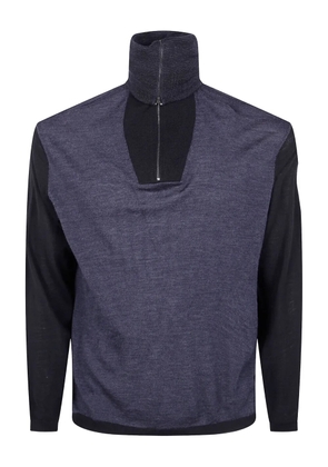 Emporio Armani half-zip wool sweatshirt - Blue