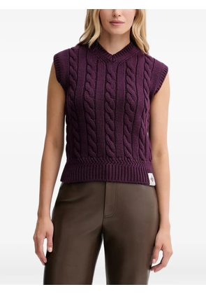 Bally cable-knit V-neck top - Purple