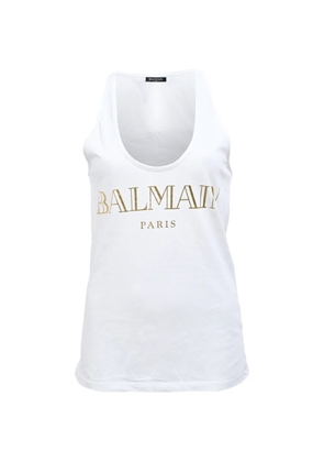 Balmain Pre-Owned logo-print tank top - White