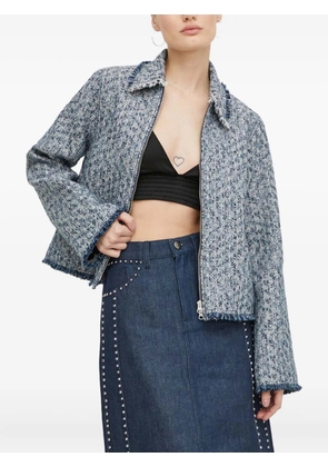 SAMSOE SAMSOE tweed-effect zip-up jacket - Blue