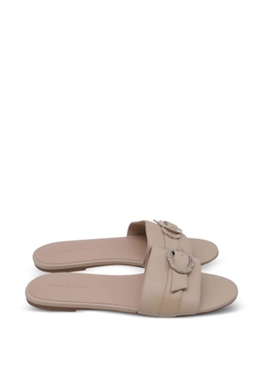 Stuart Weitzman crystal-embellished round-toe slides - Neutrals