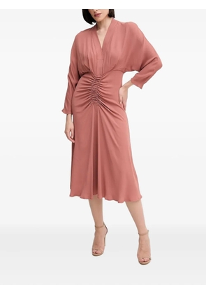 Sandro Ferrone V-neck gathered midi dress - Pink