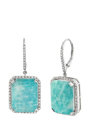 SHAY 18kt white gold Portrait amazonite and diamond earrings - Silver