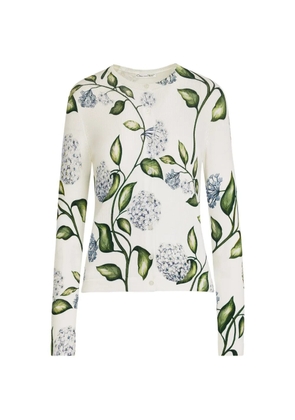 Oscar de la Renta flower-printed cardigan - White