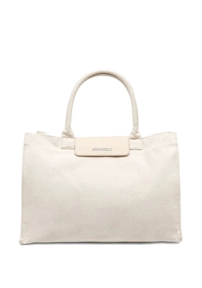 Represent logo-plaque tote bag - Neutrals