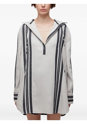 Osklen hooded striped shirt dress - White