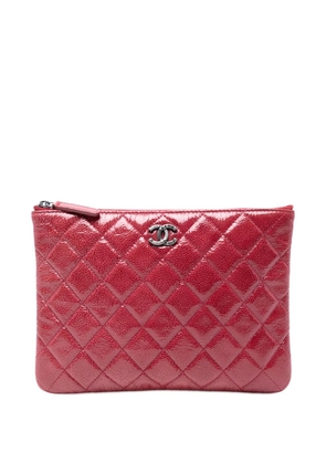 CHANEL Pre-Owned 2014 Small Crinkled Patent O Case clutch bag - Red