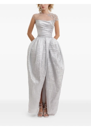 Gemy Maalouf strapless beaded draped dress - Silver