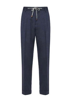 Barba pleated drawstring trousers - Blue