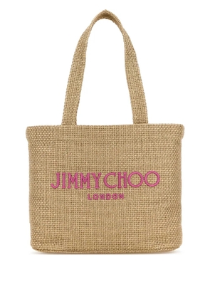 Jimmy Choo logo-embroidered shoulder bag - Neutrals