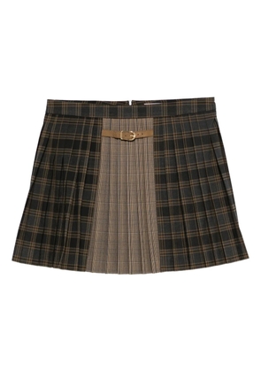 SANDRO pleated belted check skirt - Blue