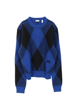 Burberry Pre-Owned 2020s argyle-check crew-neck sweater - Blue