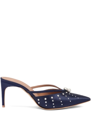 Malone Souliers 70mm pearl-embellished satin mules - Blue