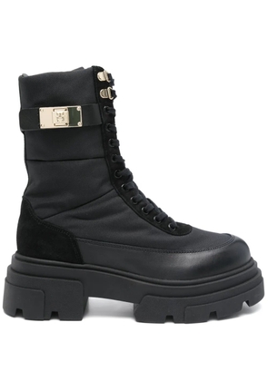Tommy Hilfiger leather combat boots - Black