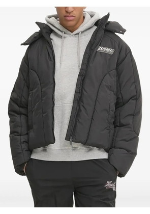 karl kani quilted hooded puffer jacket - Black