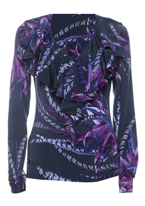 Just Cavalli Vintage pre-owned ruffle printed top - Blue