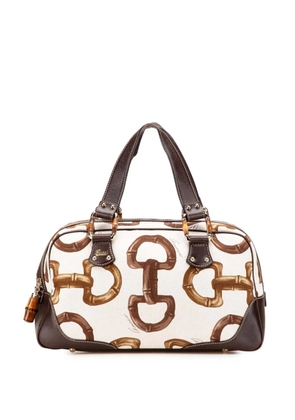 Gucci Pre-Owned 2000-2015 Printed Canvas Bamboo Horsebit handbag - Brown