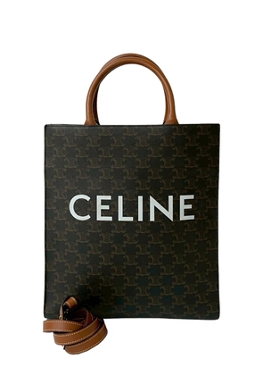 Celine Pre-Owned 2021 Small Triomphe Coated Canvas Vertical Cabas Tote satchel - Brown