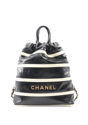 CHANEL Pre-Owned 2021 stripeD backpack - Black