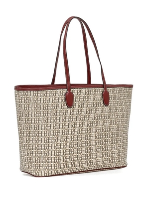 Pedro Del Hierro monogram-pattern leather-trimmed tote bag - Neutrals